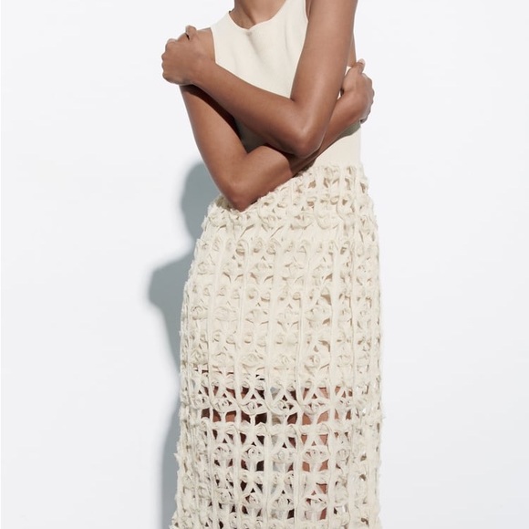Zara MIXED OPEN KNIT DRESS - Picture 4 of 6